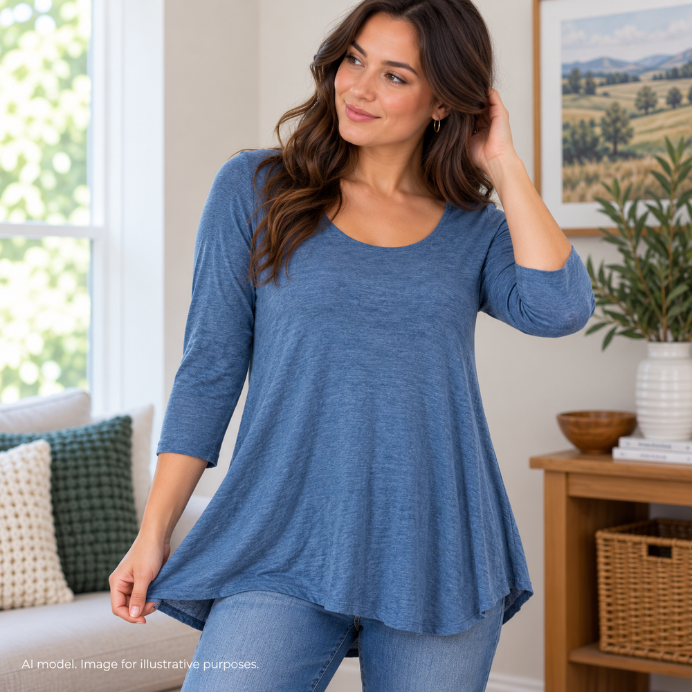 J Jill Shirt Womens Small Blue Pure Jill Elliptical Tee Super Soft Hygge Minimal